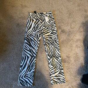 Good American Black and White Animal Print Pants